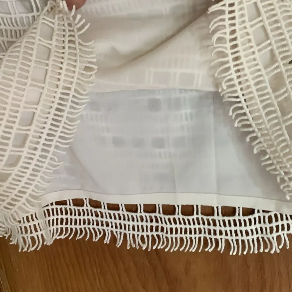 Tory Burch white crocheted short sleeve shift dress